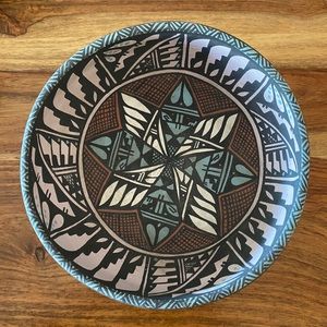 Signed!  Handpainted Native American Jemez Pueblo Pottery Bowl—S. Sarracino